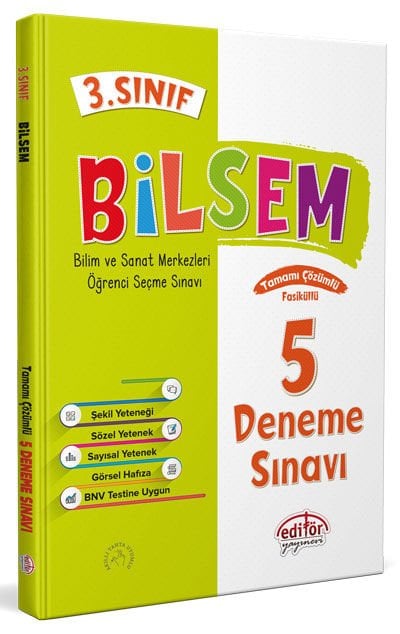 3. Sınıf Bilsem Çözümlü 5 Deneme Sınavı - Editör Yayınevi