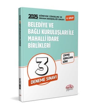 Belediye ve Bağlı Kuruluşları İle Mahalli İdare Birlikleri 4. Grup GYS-ÜDS Tamamı Çözümlü 3 Deneme Sınavı