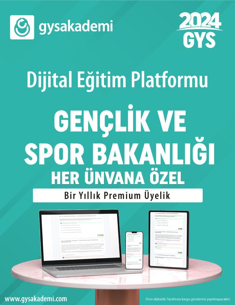 2024 Gençlik ve Spor Bakanlığı Dijital Eğitim Platformu (www.gysakademi.com 1 Yıllık Premium)