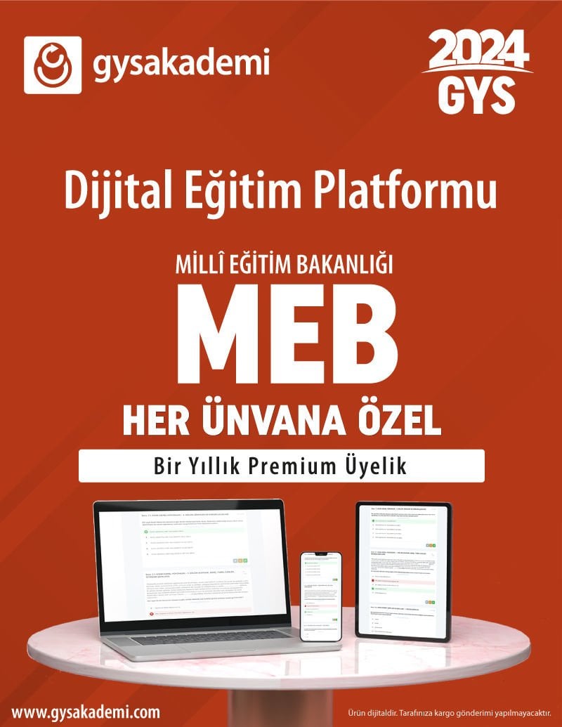 2026 GYS Milli Eğitim Bakanlığı MEB Dijital Eğitim Platformu (www.gysakademi.com 1 Yıllık Premium)