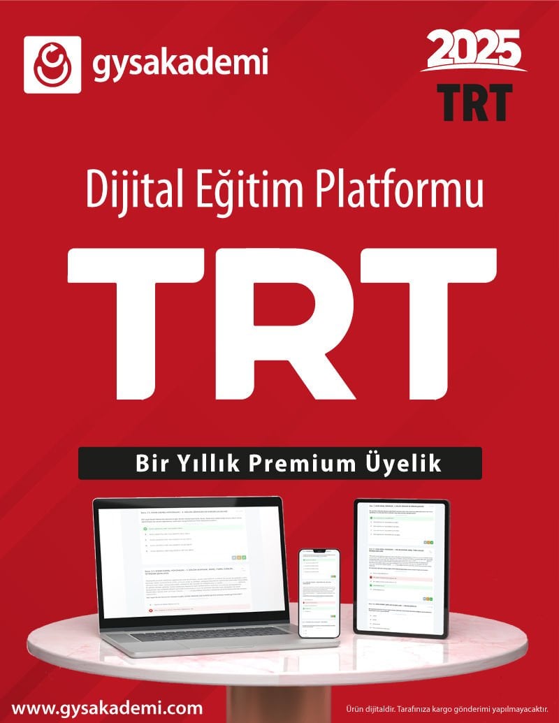 2024 Türkiye Radyo Televizyon Kurumu (TRT) Görevde Yükselme ve Ünvan Değişikliği Sınavı Dijital Eğitim Platformu (www.gysakademi.com 1 Yıllık Premium)
